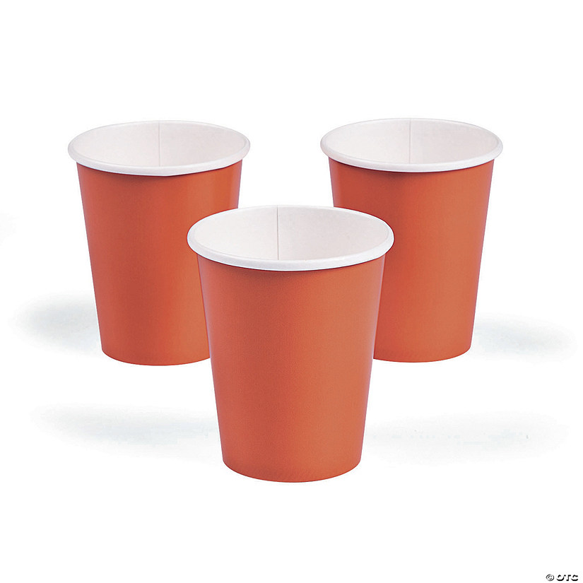9 oz. Pumpkin Orange Disposable Paper Cups - 24 Ct. Image