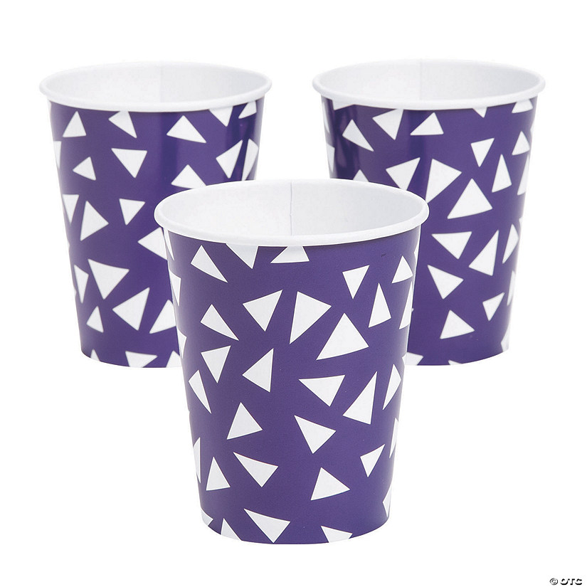 9 oz. Purple Terrazzo Triangle Print Disposable Paper Cups - 8 Ct. Image