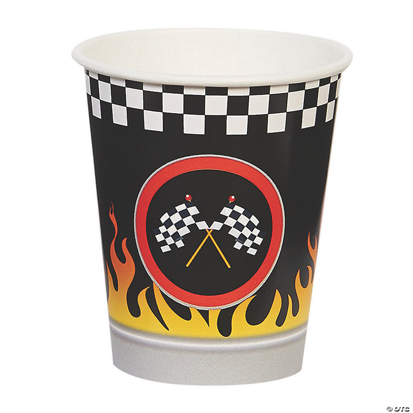 9 oz. Racecar Racing Party Checkered Flag Disposable Paper Cups - 8 Ct. Image