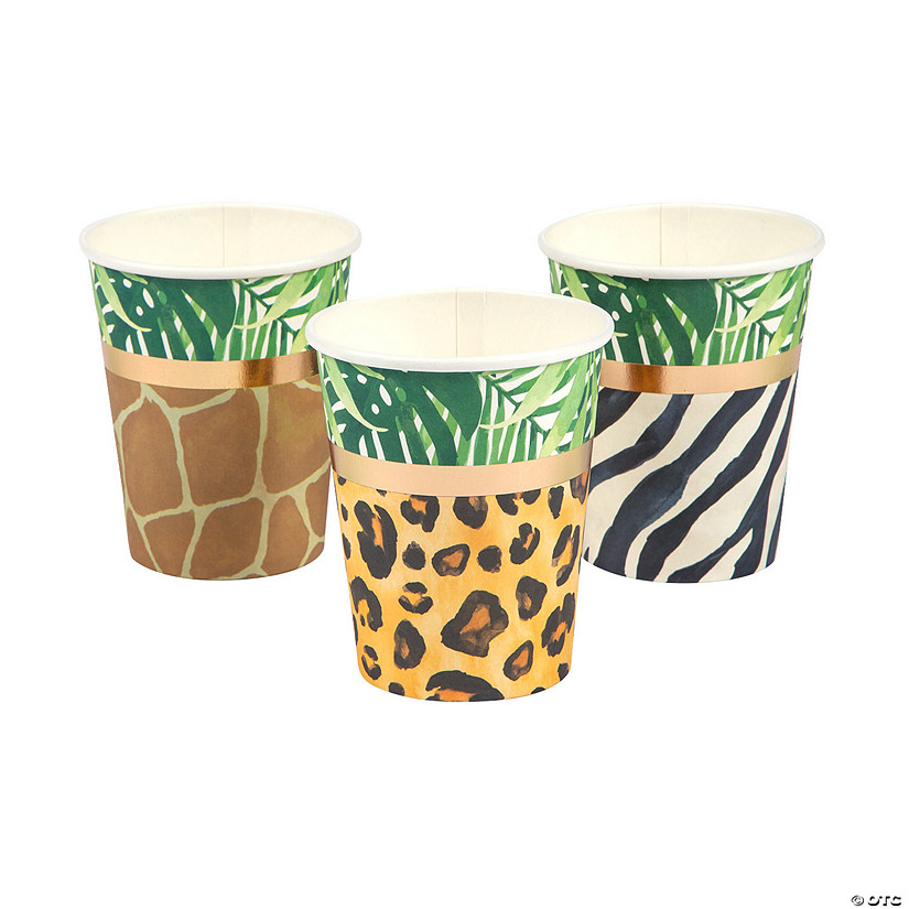 9 oz. Safari Party Giraffe, Leopard & Zebra Print Disposable Paper Cups &#8211; 8 Ct. Image