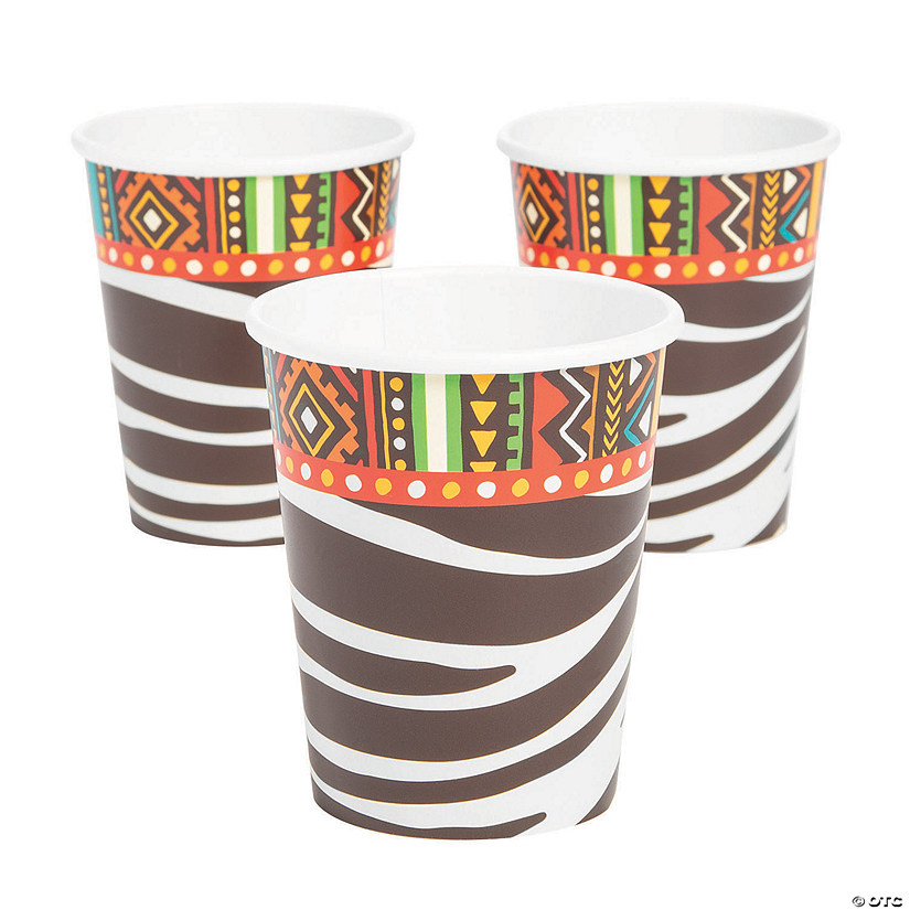 9 oz. Safari Zebra Stripes Disposable Paper Cups - 8 Ct. Image
