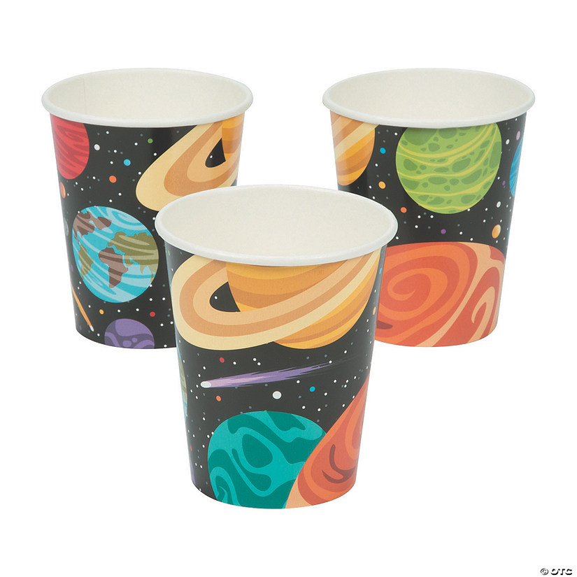 9 oz. Space Party Planets & Stars Disposable Paper Cups - 8 Ct. Image