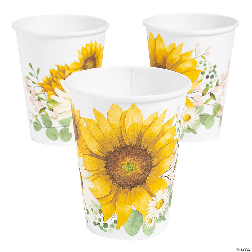 9 oz. Sunflower Party Bouquet Disposable Paper Cups - 8 Ct. Image