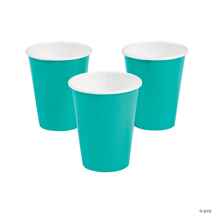 9 oz. Teal Lagoon Disposable Paper Cups - 24 Ct. Image