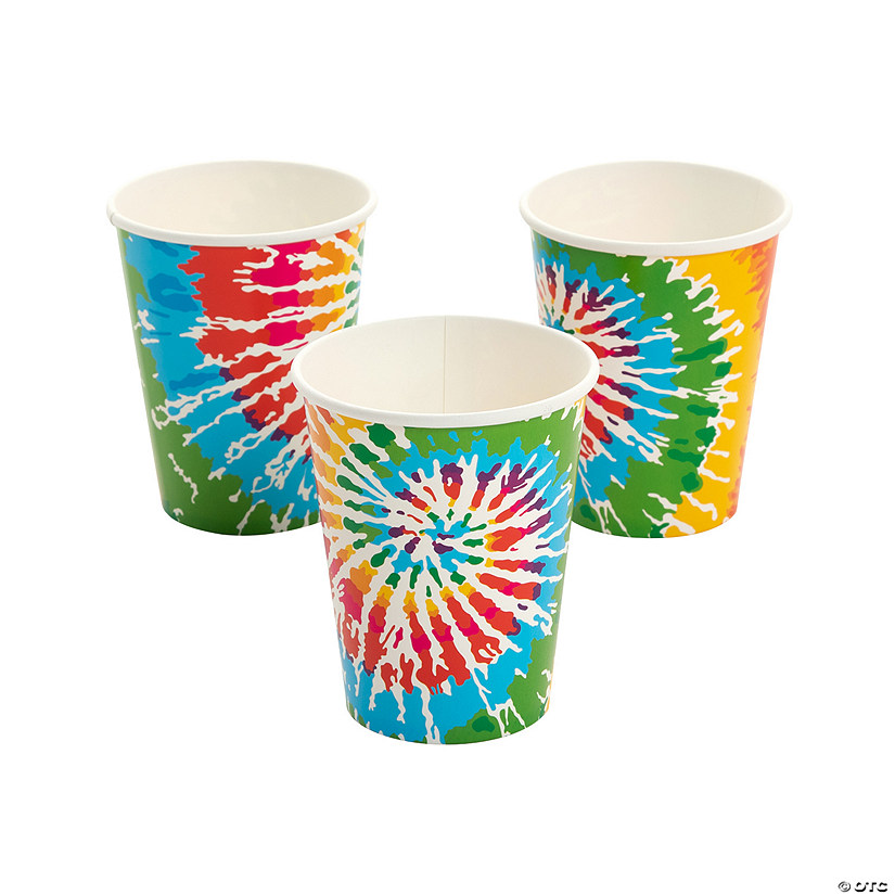 9 oz. Tie-Dye Swirl Design Disposable Paper Cups - 8 Ct. Image