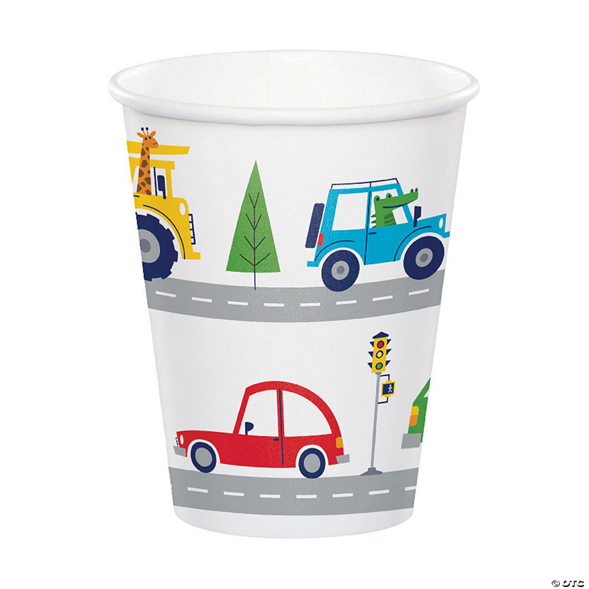 9 oz. Transportation Time Party Disposable Paper Cups - 8 Ct. Image