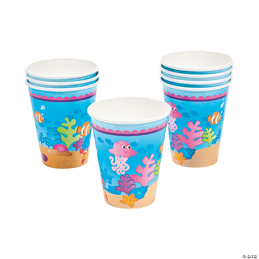 9 oz. Under the Sea Mermaid Party Disposable Paper Cups - 8 Ct. Image
