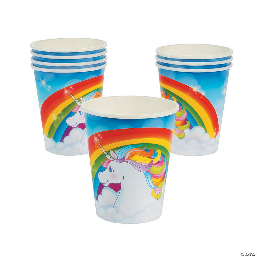 9 oz. Unicorn Magic Rainbow Disposable Paper Cups - 8 Ct. Image