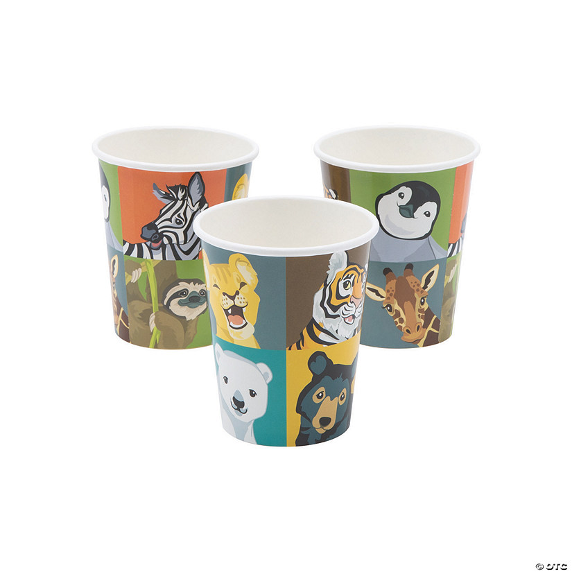 9 oz. Wild Encounters Zoo Animals Disposable Paper Cups - 8 Ct. Image