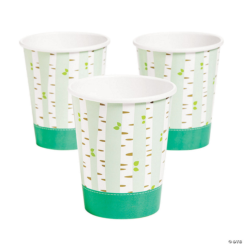 9 oz. Woodland Party Leafy Tree Trunks Disposable Paper Cups - 8 Ct. Image