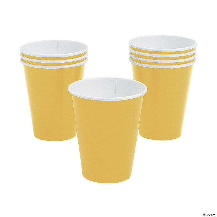 9 oz. Yellow Disposable Paper Cups - 24 Ct. Image