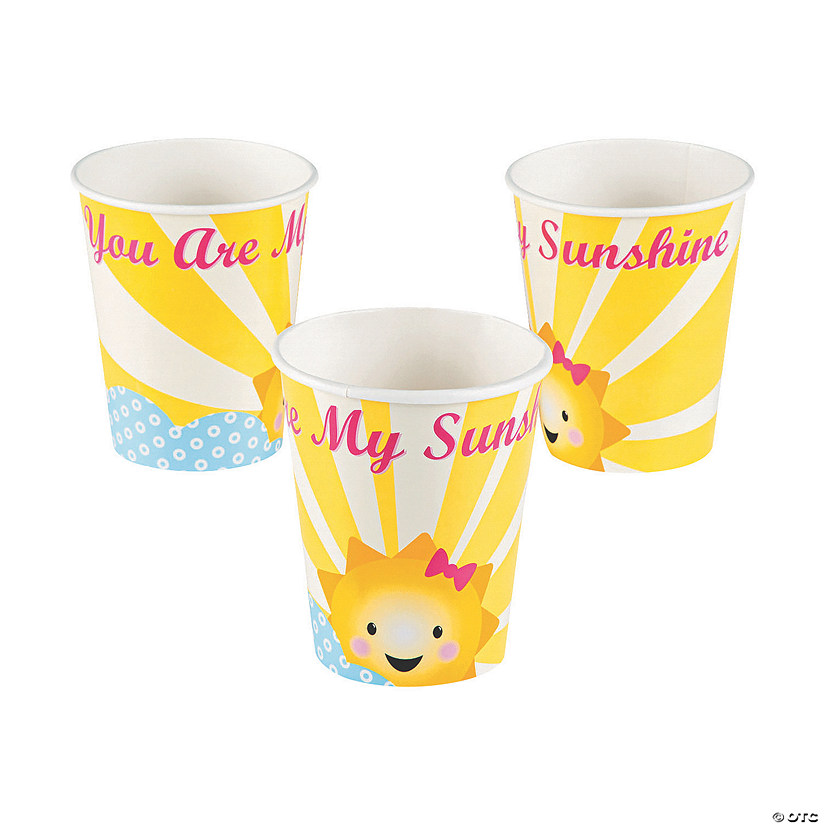 9 oz. You Are My Sunshine Clouds & Sun Rays Disposable Paper Cups - 8 Ct. Image