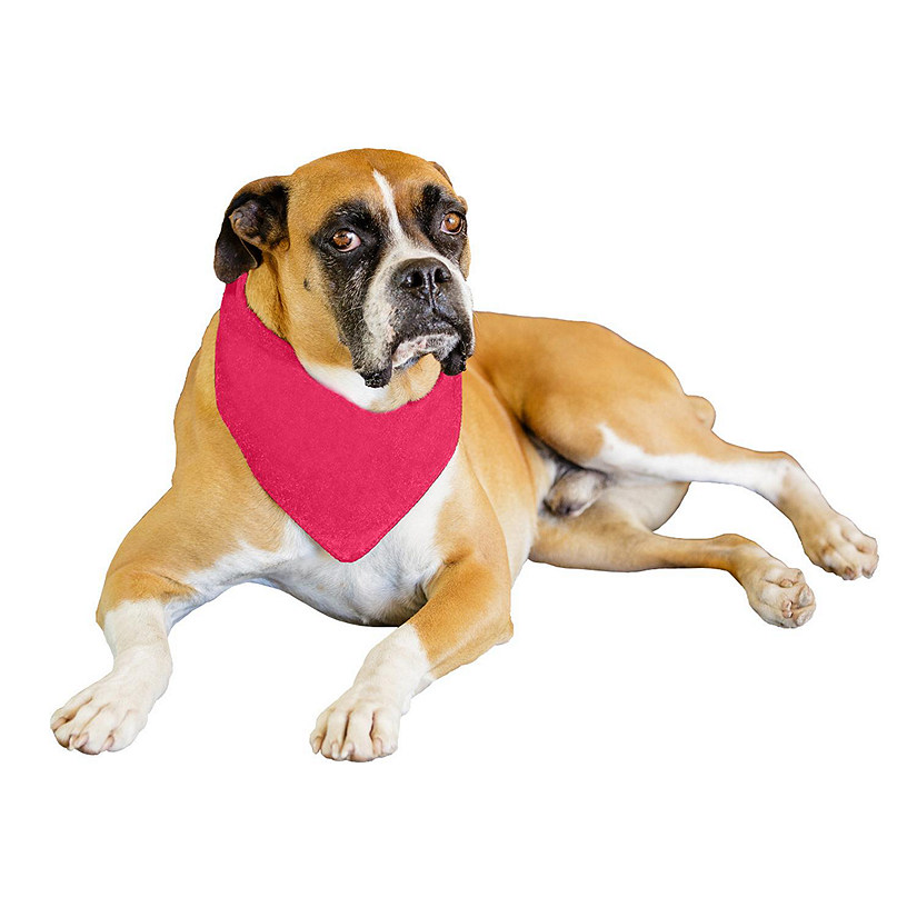 9 Pack Solid Polyester Dog Neckerchief Triangle Bibs  - Extra Large (Hot Pink) Image