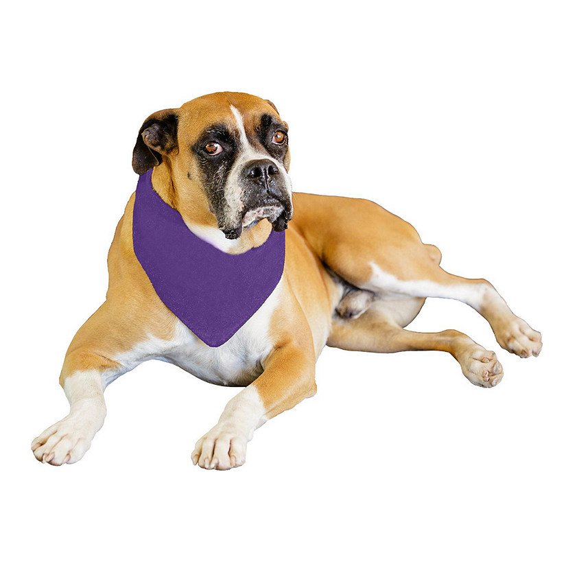 9 Pack Solid Polyester Dog Neckerchief Triangle Bibs  - Extra Large (Purple) Image