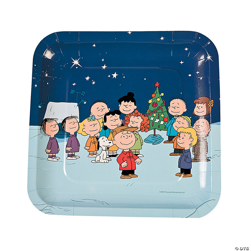 9" Peanuts&#174; Friends Christmas Party Paper Dinner Plates - 8 Ct. Image