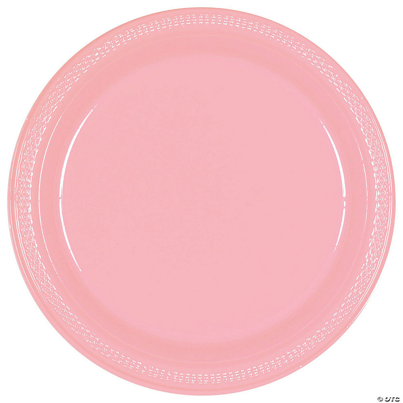 9" Pink Disposable Round Plastic Dinner Plates - 20 Ct. Image
