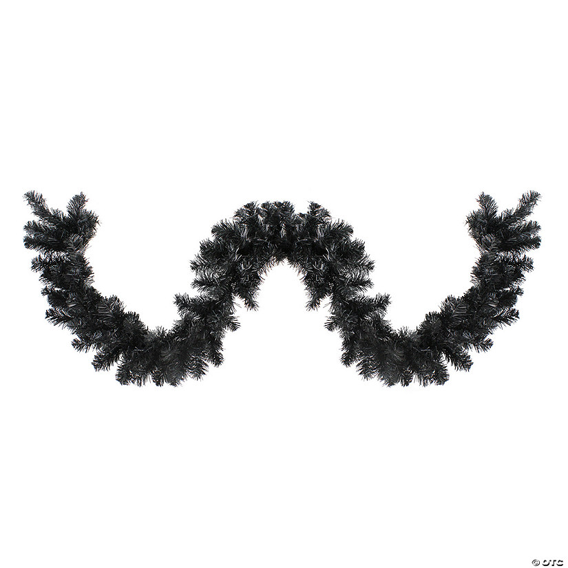9' Proper 10" Black Colorado Spruce Artificial Halloween Garland - Unlit Image