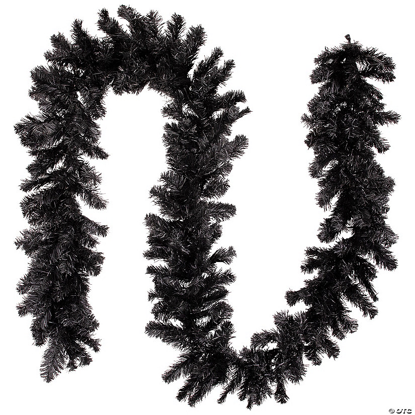 9' Proper 10" Black Colorado Spruce Artificial Halloween Garland - Unlit Image