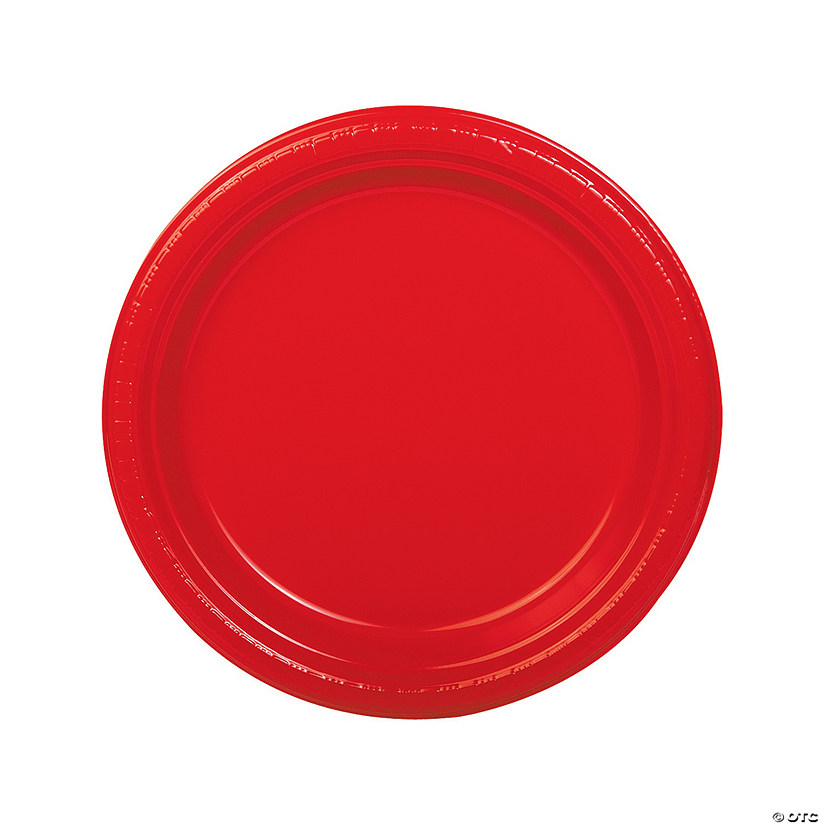 9" Red Disposable Plastic Dinner Plates - 20 Ct. Image