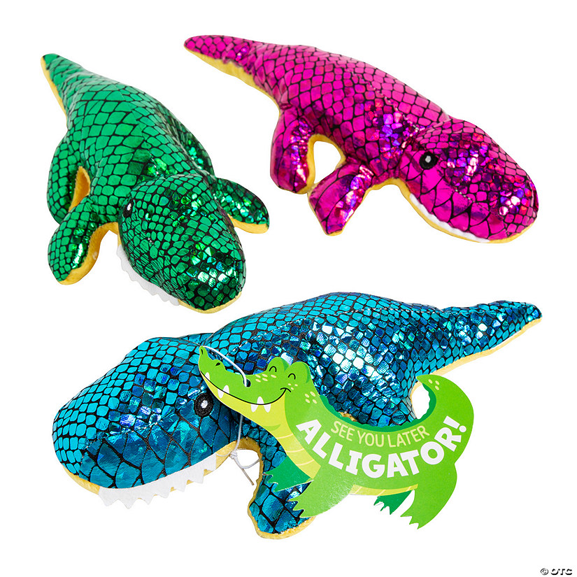 9" See You Later Blue, Green & Pink Stuffed Alligators with Card for 12 Image