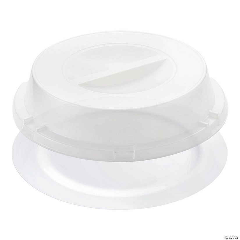9" Solid White Disposable Plastic Buffet Plates with Clear Dome Lids - (500 Settings) Image