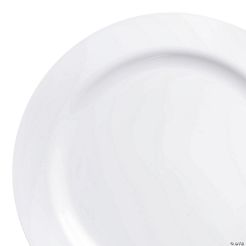 9" Solid White Economy Round Disposable Plastic Buffet Plates (60 Plates) Image