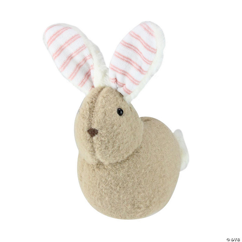 9" Tawny Brown and White Plush Rabbit Easter Tabletop Figurine Image
