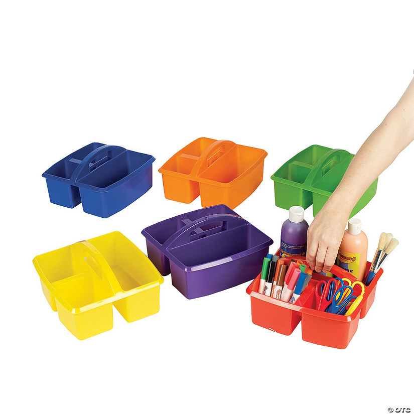 9" x 4" 3-Compartment Plastic Classroom Storage Caddies - 6 Pc. Image