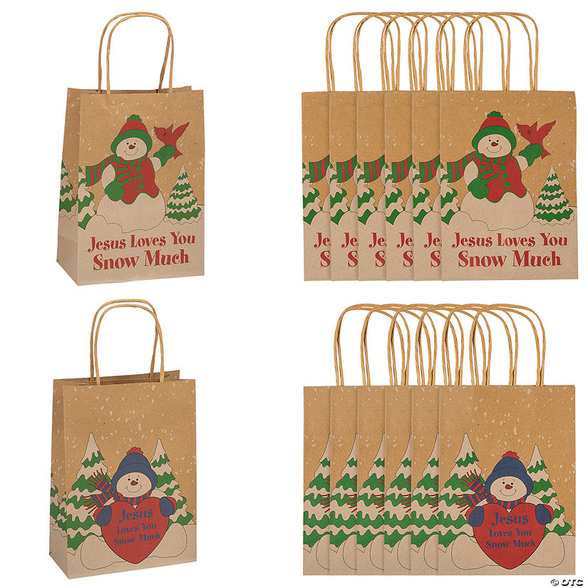 9" x 4" Medium Jesus Loves You Snow Much Gift Bags - 12 Pc. Image