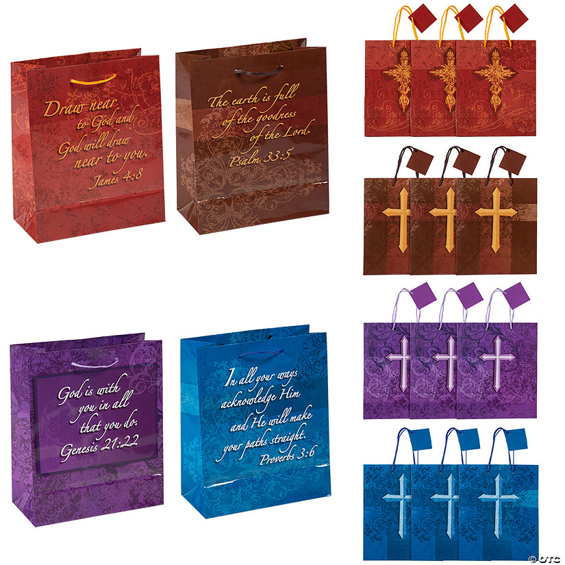 9" x 7 1/2" Medium Expressions of Faith Gift Bags - 12 Pc. Image