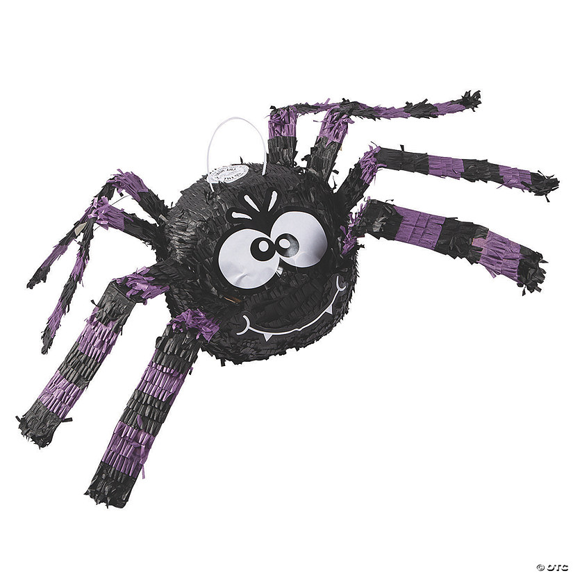 9" x 9" Silly Spider-Shaped Black & Purple Papier-M&#226;ch&#233; Pi&#241;ata Image