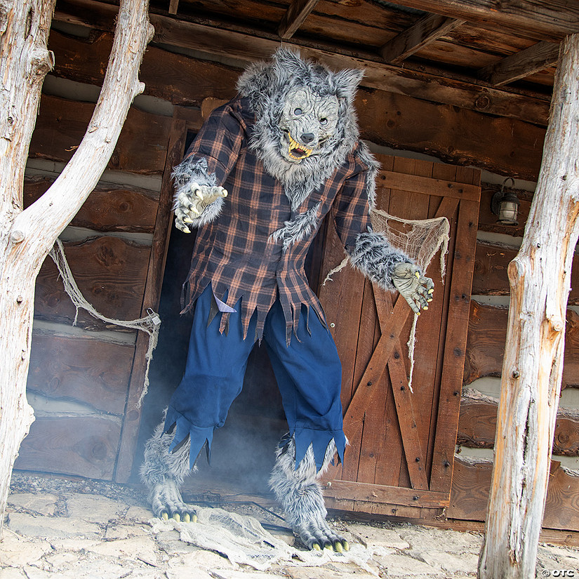 90" Animated Hulking Werewolf in Shirt & Pants Halloween Decoration Image