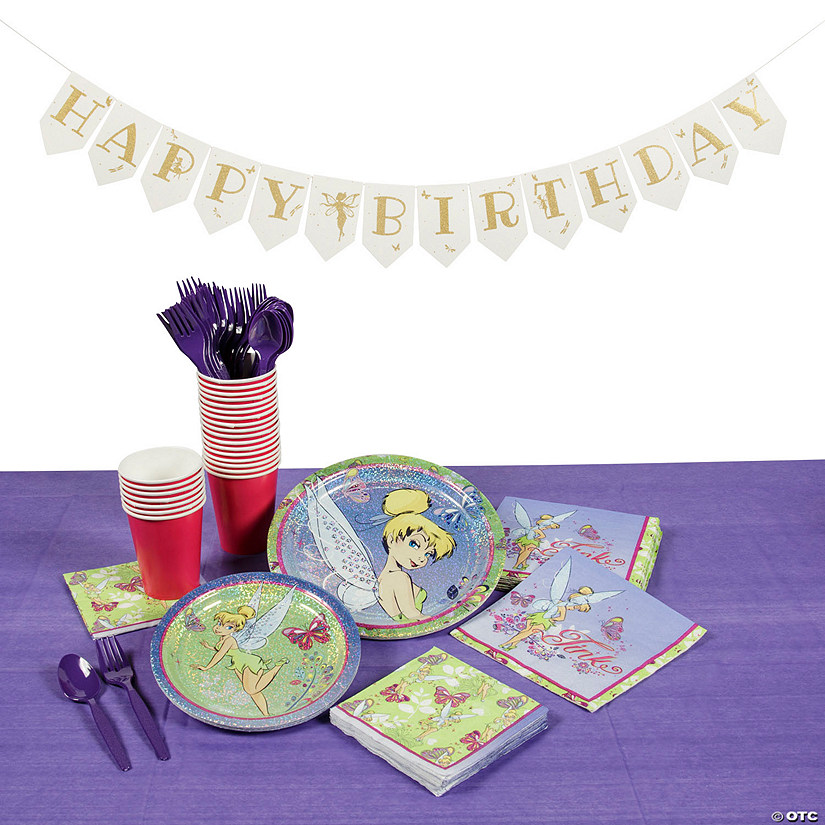 90 Pc. Disney’s Tinkerbell Party Disposable Tableware Kit for 8 Guests Image