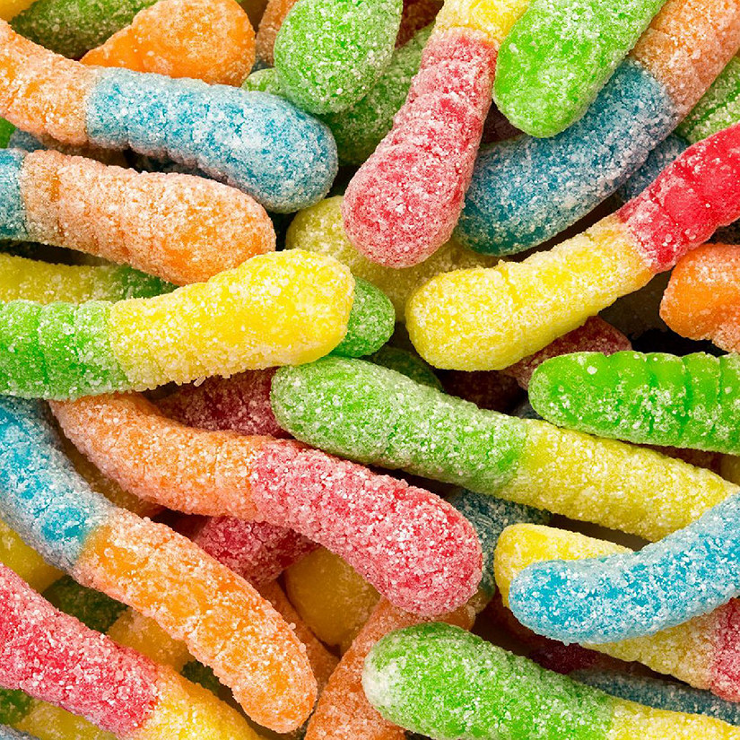 90 Pcs Mini Sour Neon Gummi Worms 2" (1lb) Image