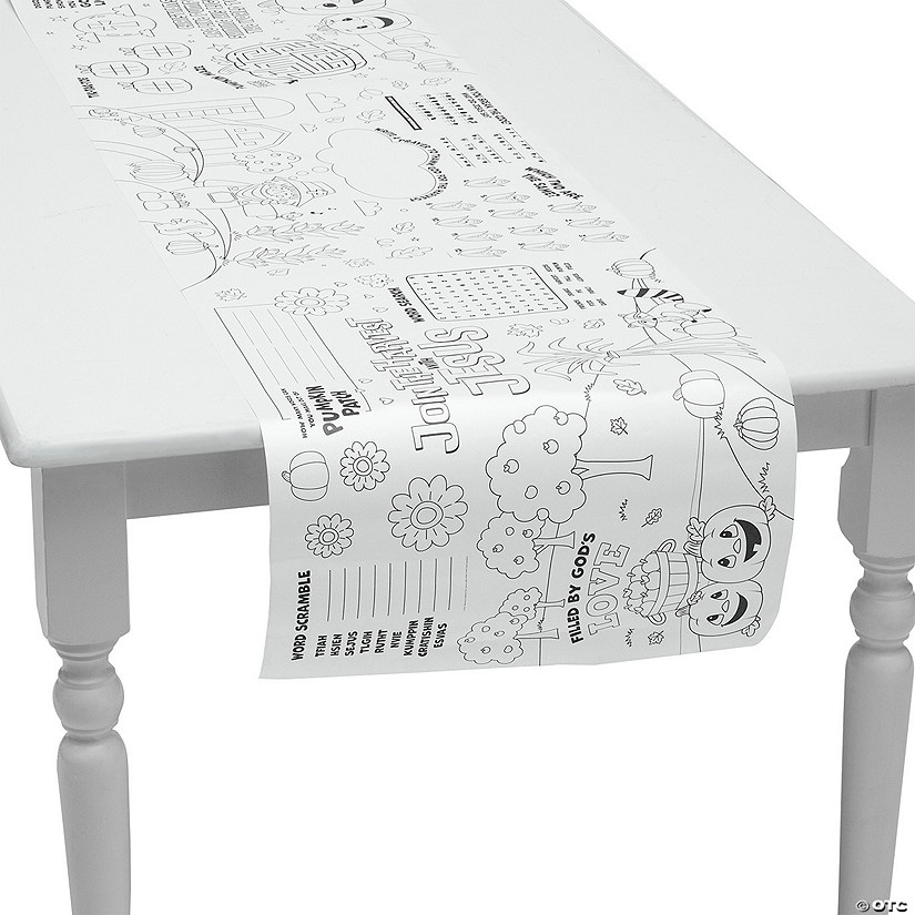 90&quot; x 17&quot; Religious Color Your Own Fall Activity Disposable Paper Table Runner Image