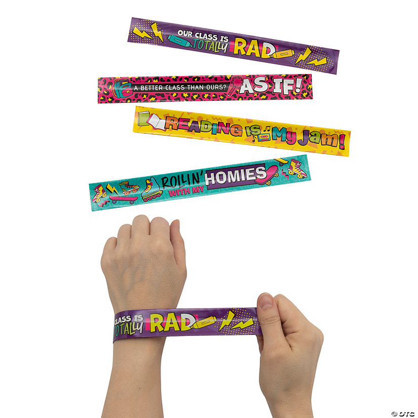 90s Motivational Slap Bracelets - 12 Pc. Image
