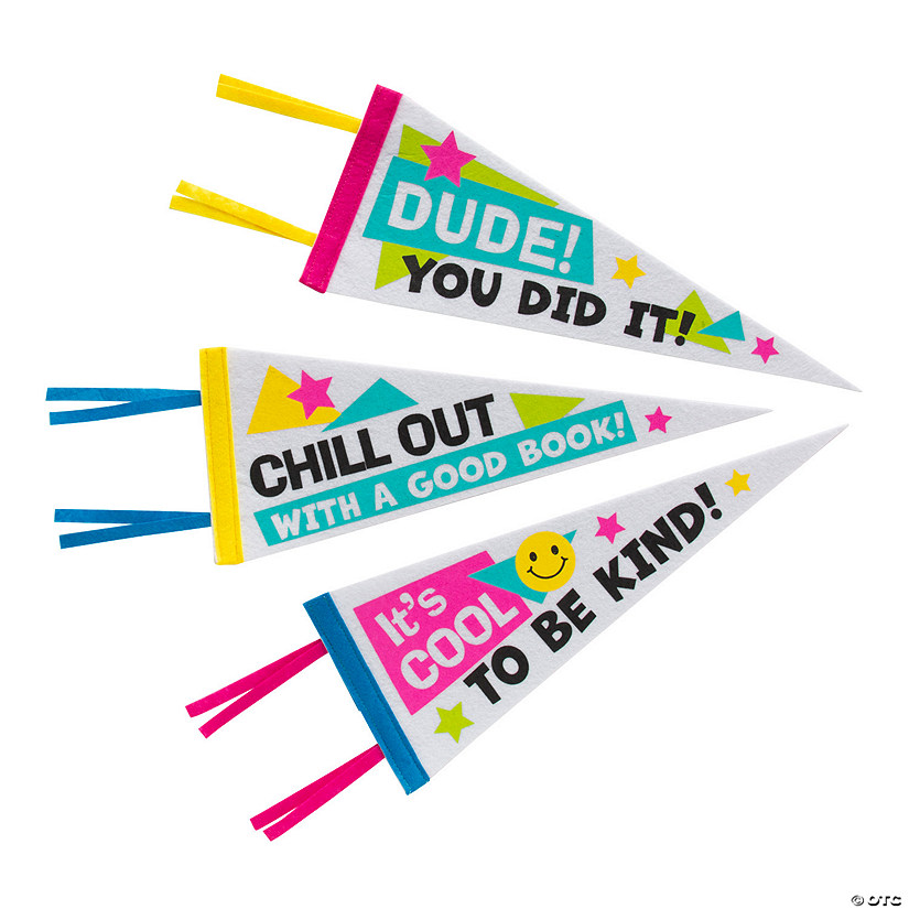 90s Theme Pennants - 6 Pc. Image