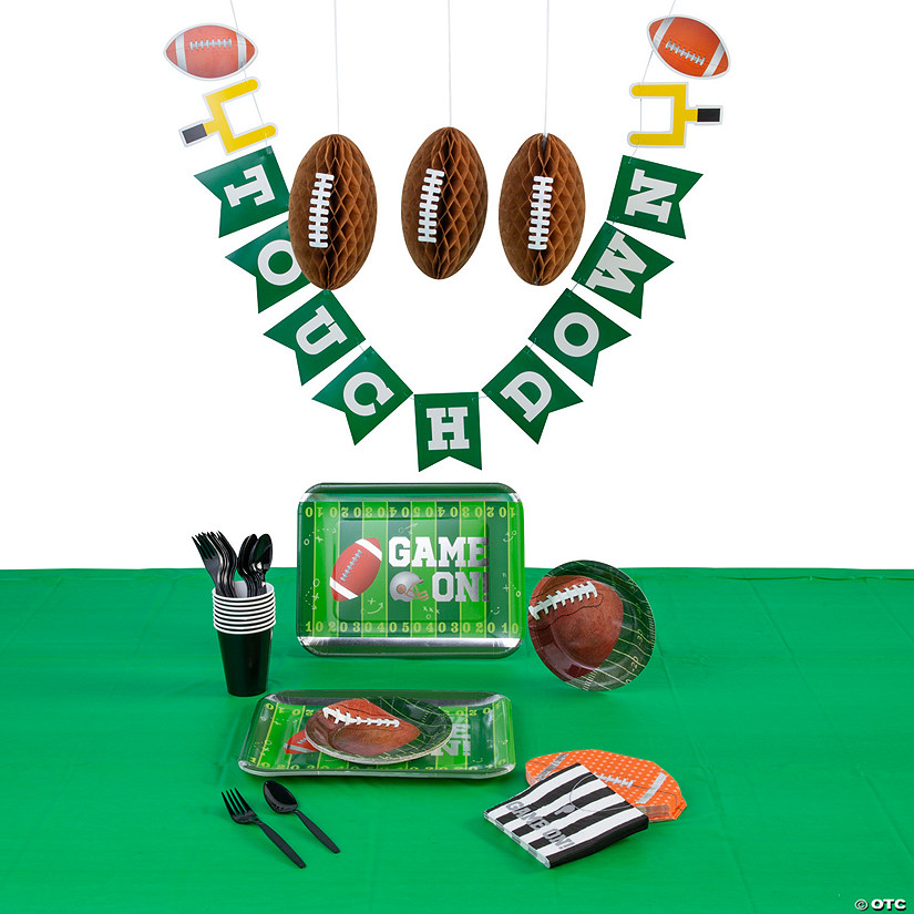 93 Pc. Football Party Deluxe Tableware Kit for 8 Guests Image