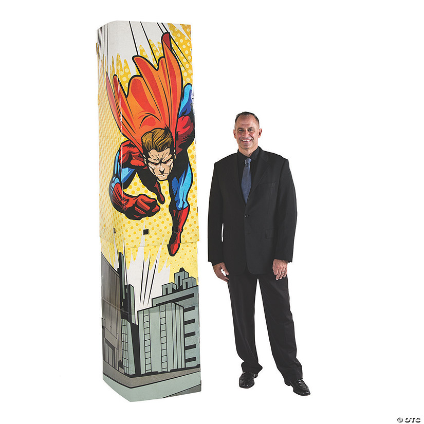 94" 3D Superhero Male Column Cardboard Stand-Up Image