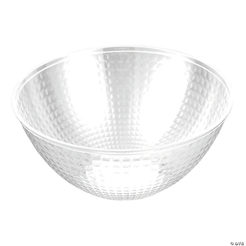 96 oz. White Diamond Design Round Disposable Plastic Bowls (22 Bowls) Image