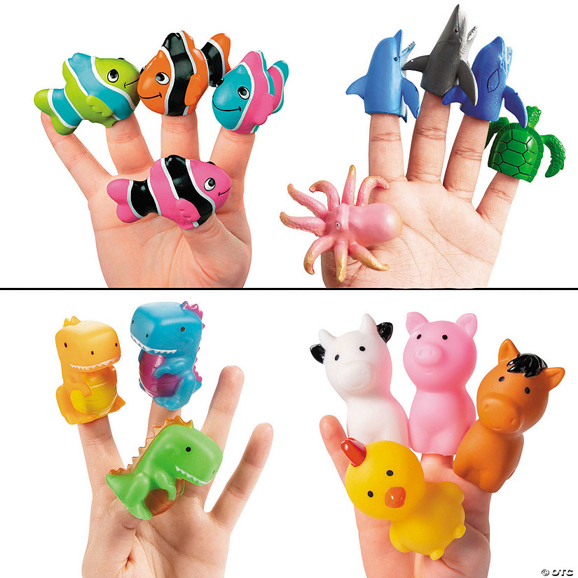 96 Pc. Mini Land & Sea Finger Puppet Sets for 24 Image