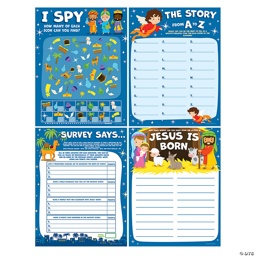 96 Pc. Nativity Family Game Sheet Kit for 24 Image