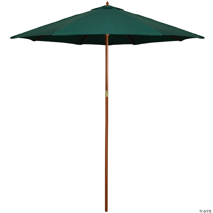9ft Outdoor Patio Market Umbrella with Wooden Pole, Green Image