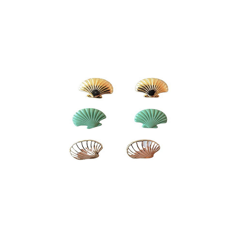 A Blonde and Her Bag Jewelry - Clam Shell Stud Earring - Set Of 3 Image