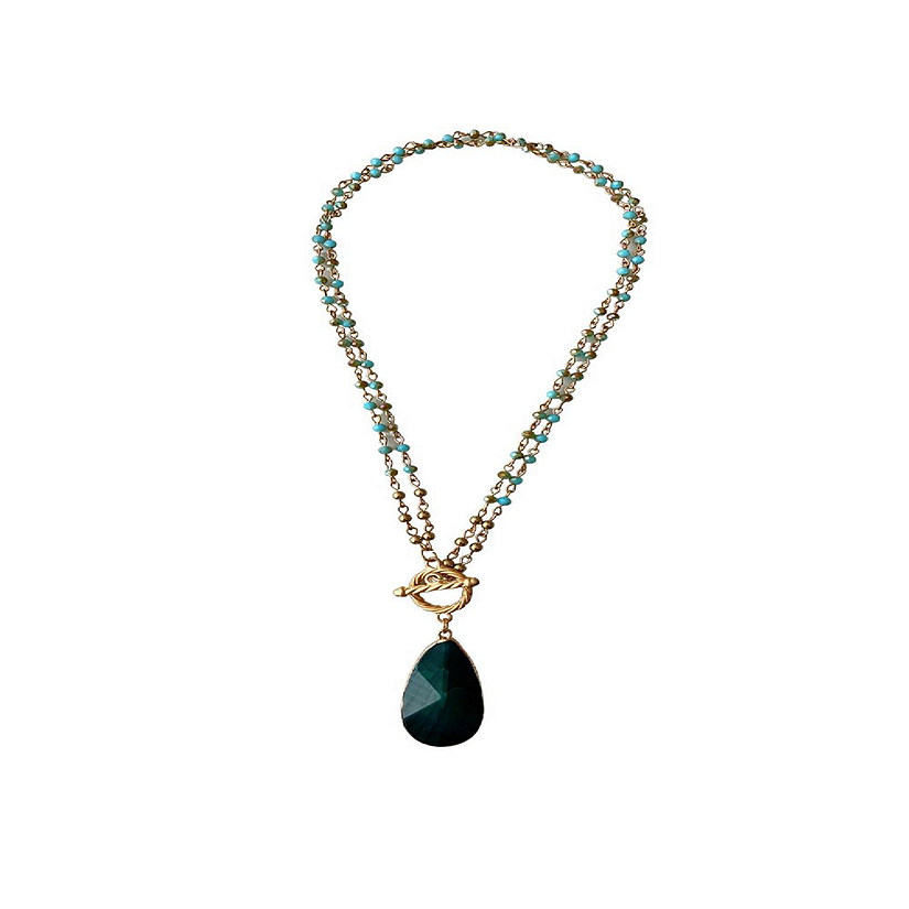 A Blonde and Her Bag Jewelry - Green Crystal Layered Necklace with