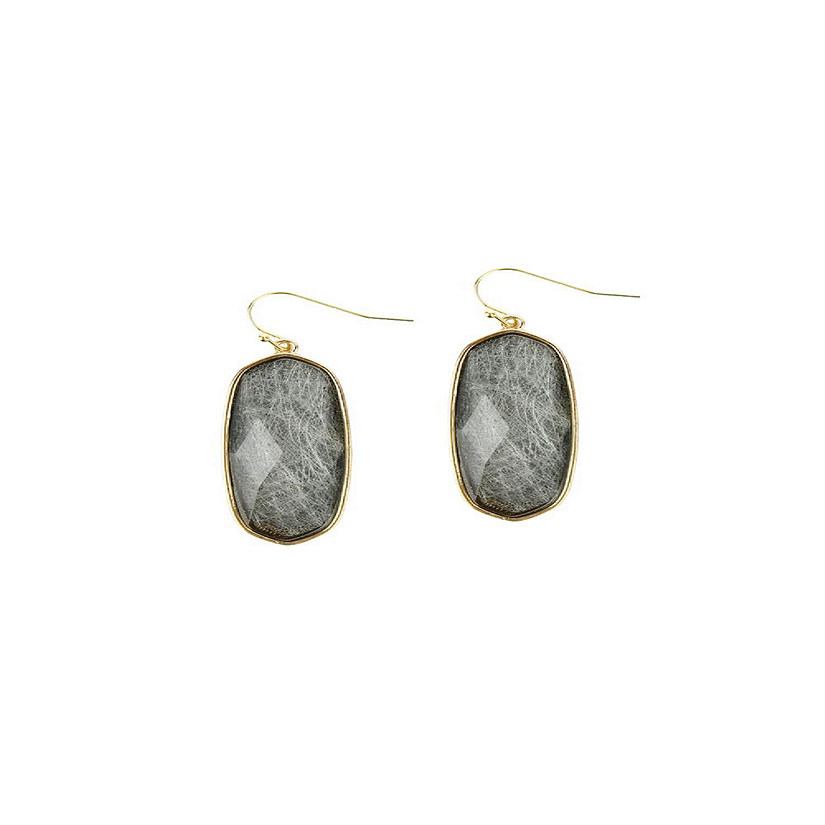A Blonde and Her Bag Jewelry - Grey Quartz Facet Stone Earring Image