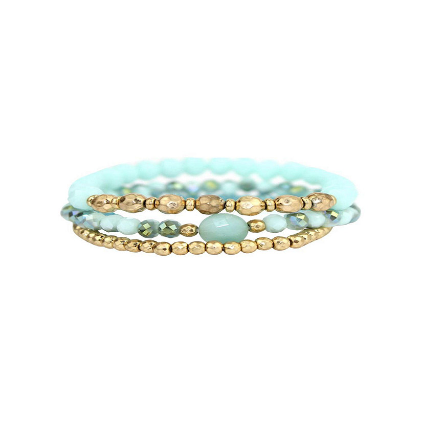 4mm gold ball bracelet with mint, blue, teal and green with gold lette –  Just Bead It By Rachel, LLC