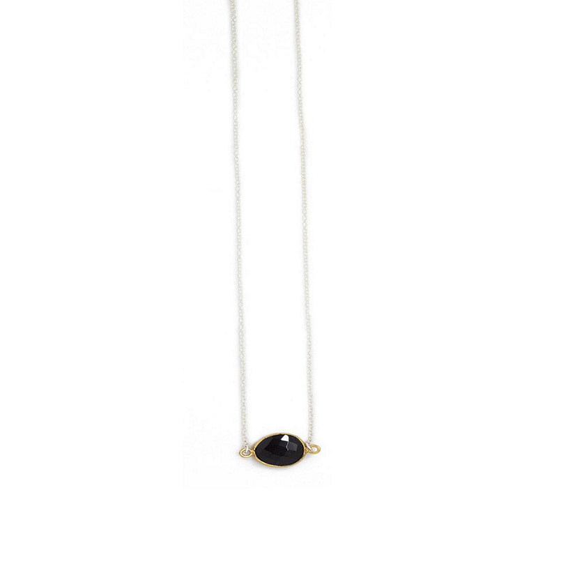 A Blonde and Her Bag Jewelry - Mrs. Parker Simple Chain Necklace in Black Onyx / Sterling Silver Chain / Spring Ring Image