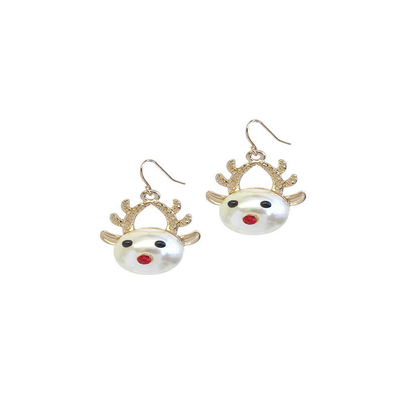A Blonde and Her Bag Jewelry - Pearl Reindeer Holiday Earring Image