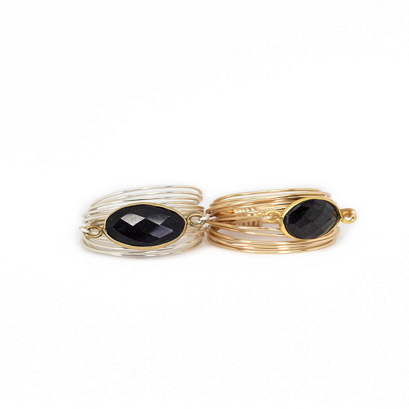 A Blonde and Her Bag - Torrey Ring in Black Onyx / Size 7 / Gold Over Copper Tarnish Resistant Image